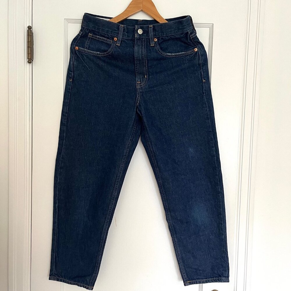 GAP Dark Wash Barrel Ankle Jeans - Deep Indigo Blue - Picture 3 of 8